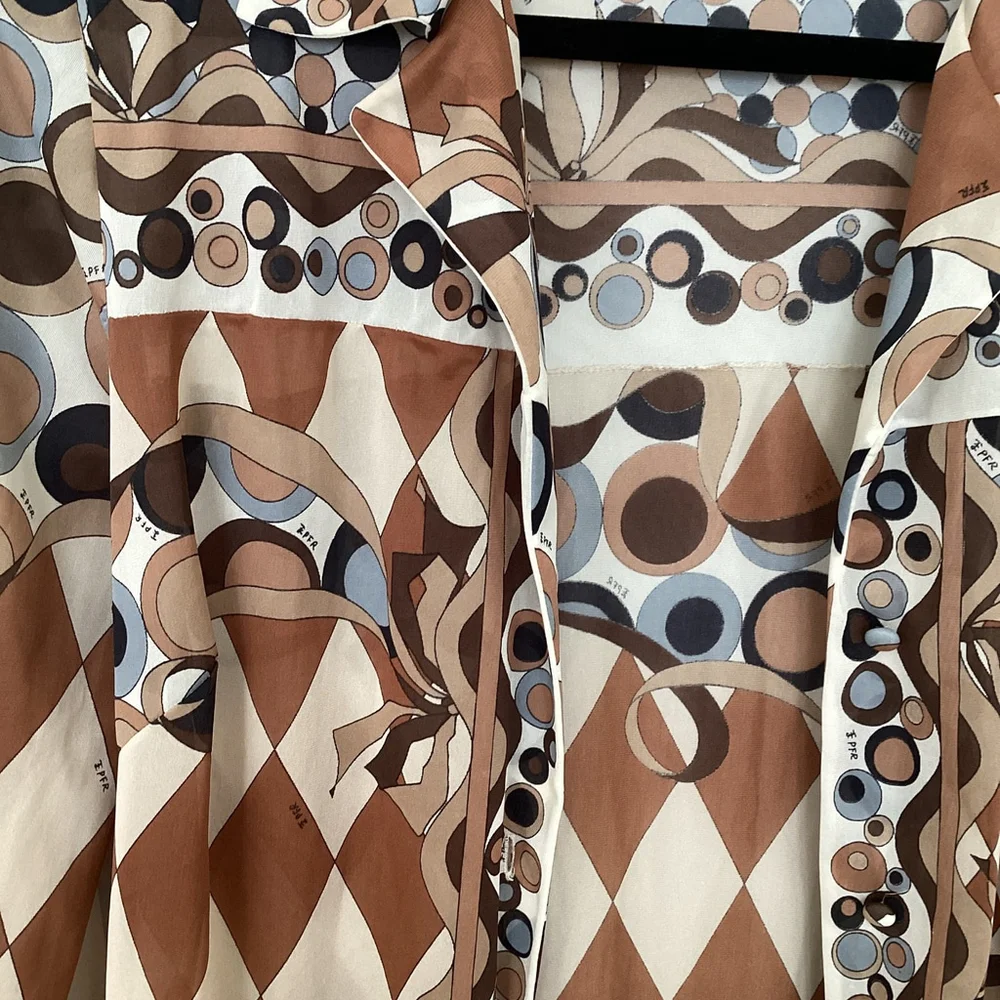 Emilio Pucci 1960s Harlequin & Circle Pattern Bed Jacket Robe Duster Size S/M - Picture 4 of 8